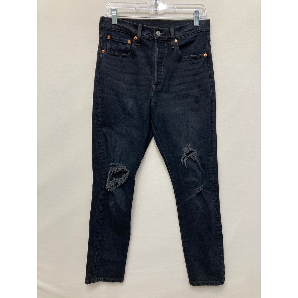 Levis 501 Premium Jeans size 28x28 Black Distressed High Rise Button Fly